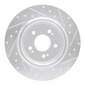 Honda Odyssey Brake Rotor (1) - Rear Left - R1 Concepts - Drilled & Slotted - Silver - `18-`25